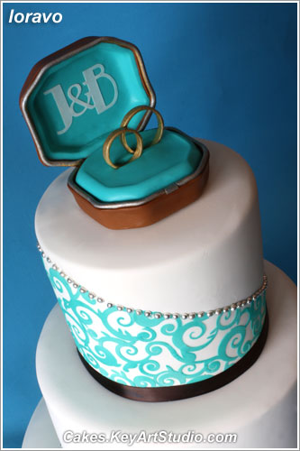 Turquoise and Chocolate Brown Wedding Cake