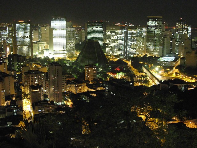 Centro da Cidade visto do Parque das Ruínas Downtown noite night Rio de Janeiro