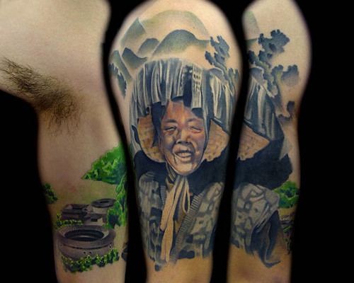 This is a composite of my Hakka Chinese half sleeve on my left arm