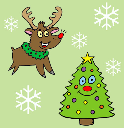 christmas deer and tree wallpaper