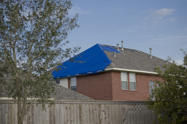 tarp on damaged roof