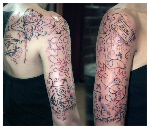 music arm tattoo