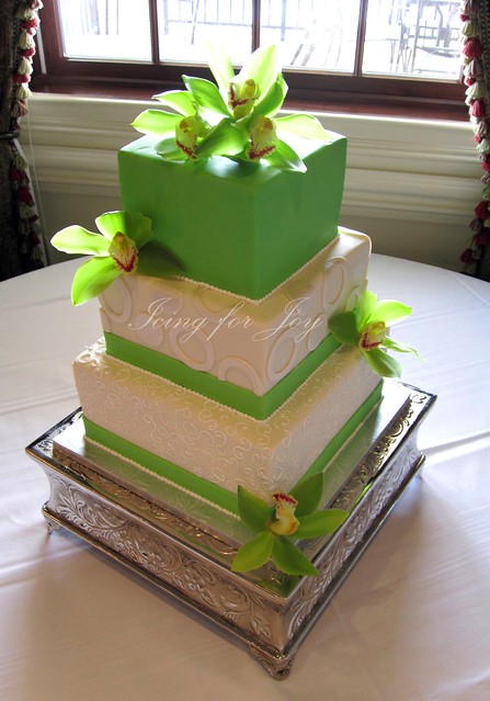 Green and Ivory Wedding Cake