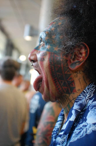 Seattle Tattoo Convention Full Face Tattoo notice suck me and ears in