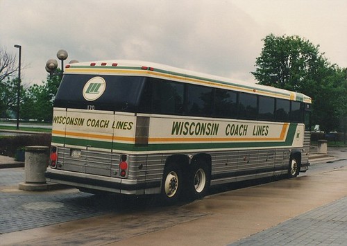 Wisconsin Coach Lines motorcoach at the Kentucky Horse Farm. Lexington Kentucky. May 1990. by Eddie from Chicago