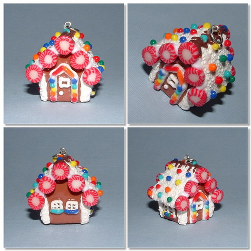 Gingerbread House charm polymer clay Custom order of Gingerbread House 