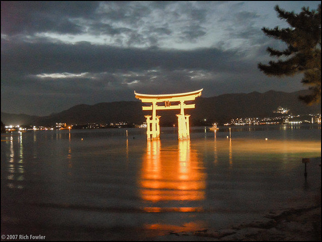 Itsukushima Torii at Night