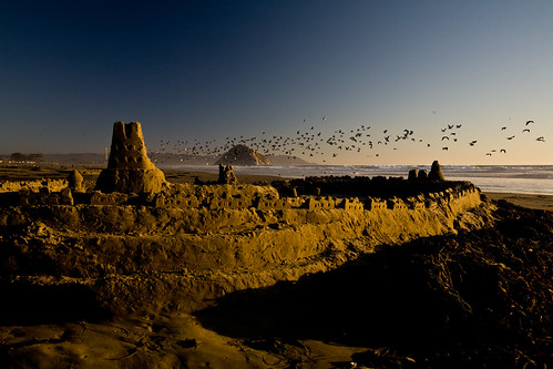 Sandcastle at Sunset on Morro Strand State Beach, Morro Bay, CA