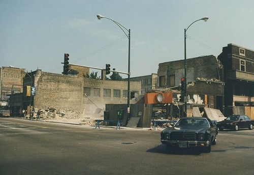 The demolition of the Marquette Theatre building at West 63rd Street and South Kedzie Avenue. Chicago Illinois. August 1987. by Eddie from Chicago