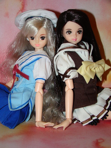 takara Jenny friend doll, Licca Castle Sayuri (dressed in D.C.S.S. Girl uniform Kotori Version) & Kimono Sayaka (dressed in SHUFFLE! National Verbena School Woman Uniform)