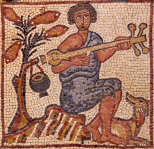 Orfeu, mosaic bizantí de la Basílica oriental, Gaser Líbia