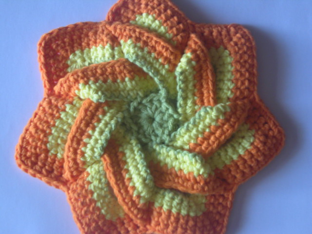 Crochet flower hot pad