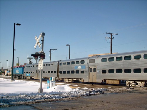 Westbound Metra commuter local arriving at Elmwood Park Illinois. February 2008. by Eddie from Chicago