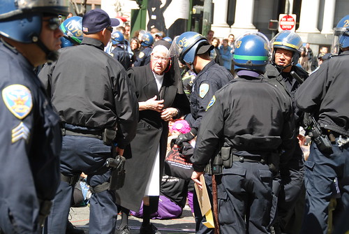 Nun getting arrested at five years of Iraq war protest
