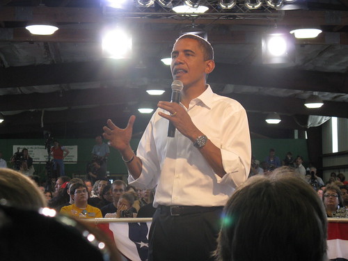 Obama speaking in Terre Haute. (Becky F, Creative Commons)