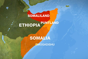Areas shown on map of breakaway regions in northern Somalia known as Puntland. Explosions rocked the area on October 29, 2008. by Pan-African News Wire File Photos