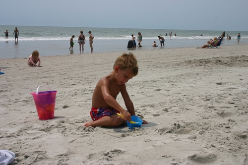 Playing on the beach