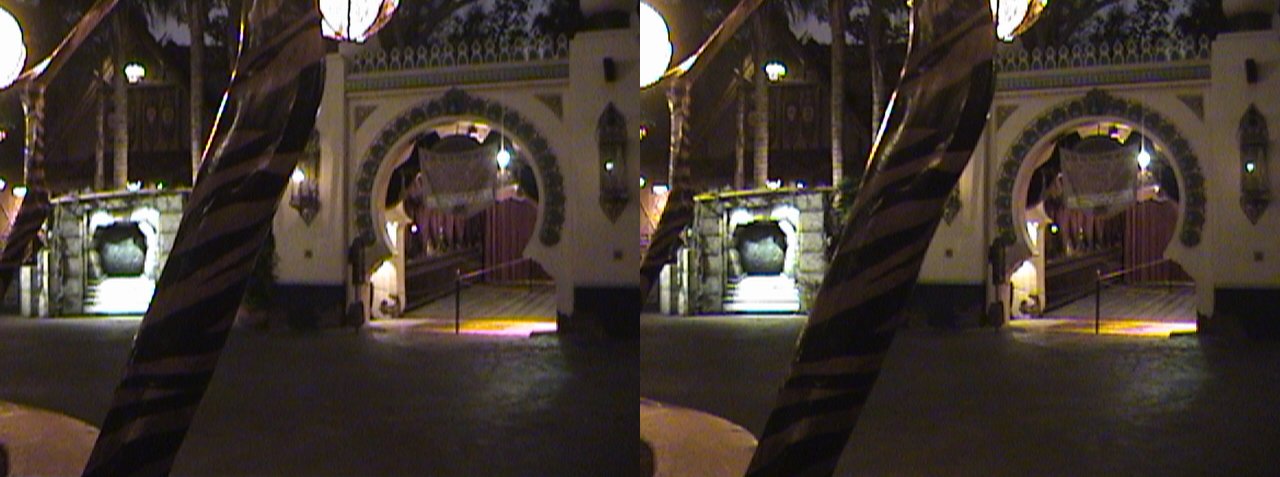 3D, Indiana Jones™, Secrets of the Stone Tiger Revealed, storytelling show in Aladdin's Oasis for the Summer of Indiana Jones™, Adventureland, Disneyland®, Anaheim, California, color Slow Shutter, 2008.06.09 00:34