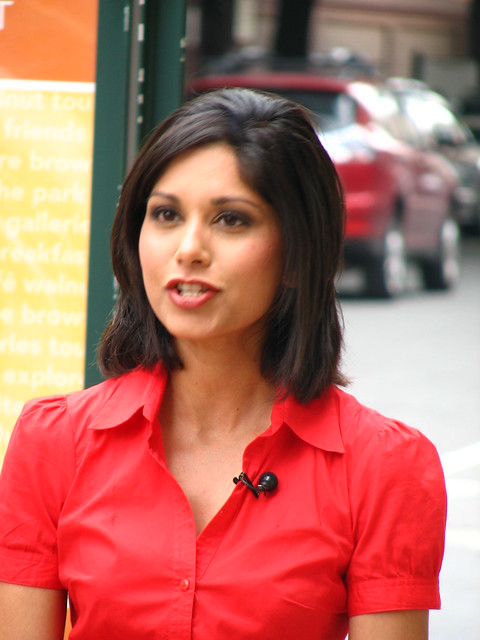NBC 10 News reporter Aditi Roy Shooting a news clip for her station 