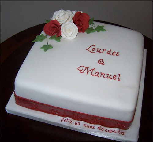 Ruby Wedding Anniversary Cake Very traditional cake with white and ruby red