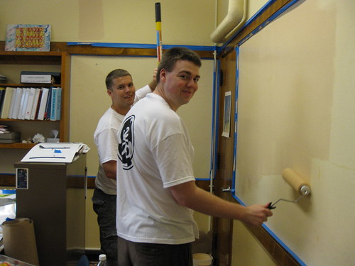 Team Brandon Painting the Social Worker's Office at Pulaski