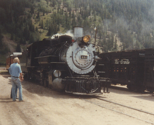 Durango & Silverton Railroad steam locomotive # 481 arriving at Silverton Colorado. July 1981. by Eddie from Chicago