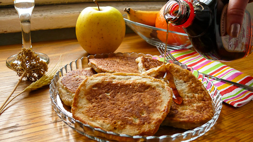 Apple Banana Pancakes with Maple Syrup