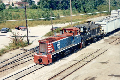 Westbound Belt Railway of Chicago transfer train approaching the South Kedzie Avenue overpass bridge. Chicago Ilinois. August 1987. by Eddie from Chicago