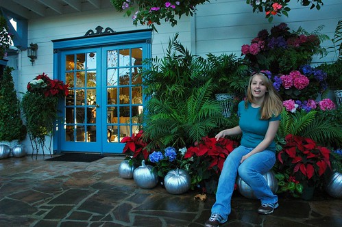 Jessie Rabbit on the silver pumpkins, secret courtyard, Mill Rose Inn, Half Moon Bay, California, USA by Wonderlane