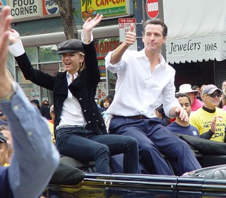 Gavin Newsom and Jennifer Siebel at the 2008 Gay Parade