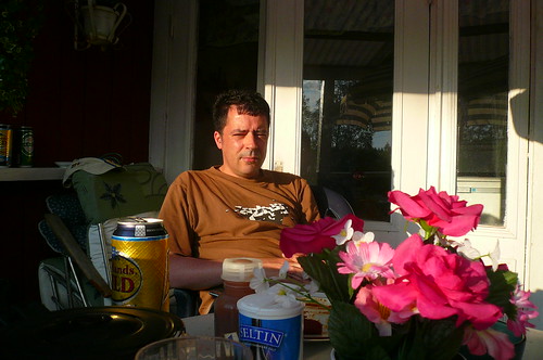 Selbst auf der Terrasse meiner kleinen Hütte in Schweden. Juli 2008