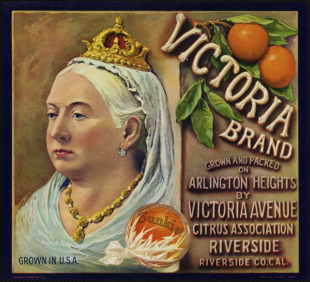Victoria Brand: Grown and packed on Arlington Heights by Victoria Avenue Citrus Association, Riverside, Riverside Co. Cal.