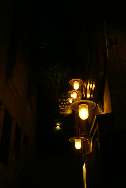 Lamps inside Mont St. Michel