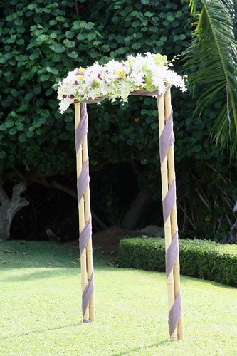 Wedding Ceremony Floral Arch This arch was placed on the grass lawn of the