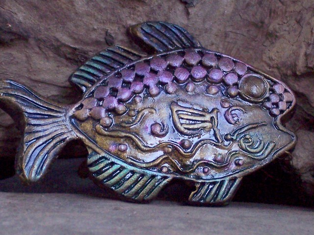 Tribal Fish Tile from polymer clay