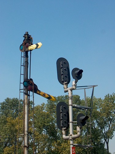 The old steam era manual semaphore signals that used to operate at Brighton Junction. Chicago Illinois. September 2006. by Eddie from Chicago