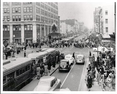 Looking east on F Street NW in the 1940s, Washington, DC