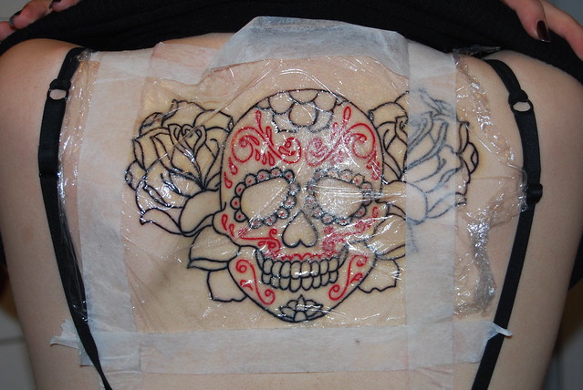 Mexican sugar skull tattoo linework by Channah Sees The World