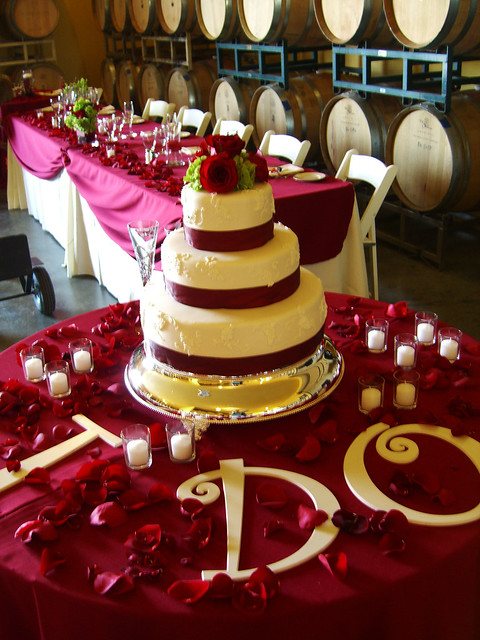 Vineyard Wedding Cake Table Setup The beautiful setup for the cake table