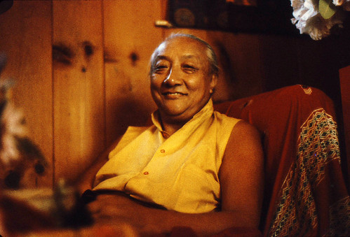 HH Dilgo Khyentse Rinpoche smiling at Sakya Ward St Center Seattle Washington USA 1976 by Wonderlane
