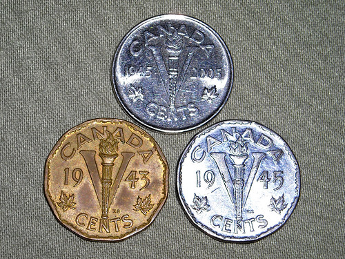 Canadian nickels - V for Victory