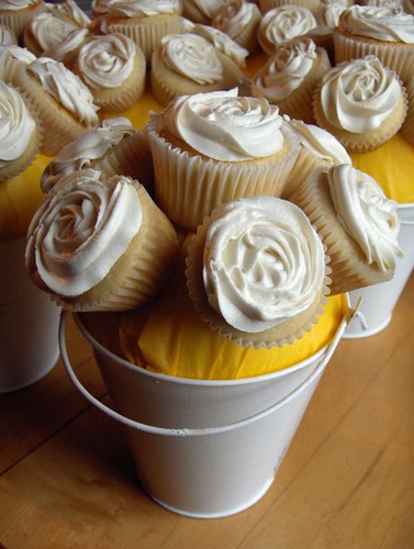 These cupcake centerpieces were created for a close friend 39s wedding