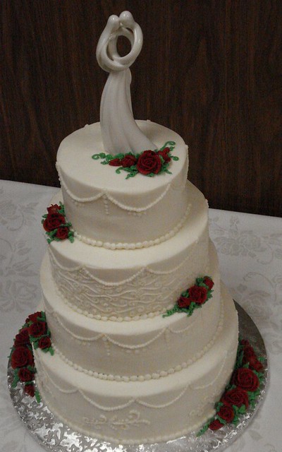 Stacked Wedding Cakes on Wedding Cake 4 Tier Stacked With Red Roses   Flickr   Photo Sharing