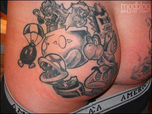 Said some guy gets Nintendo tattooed on his ass