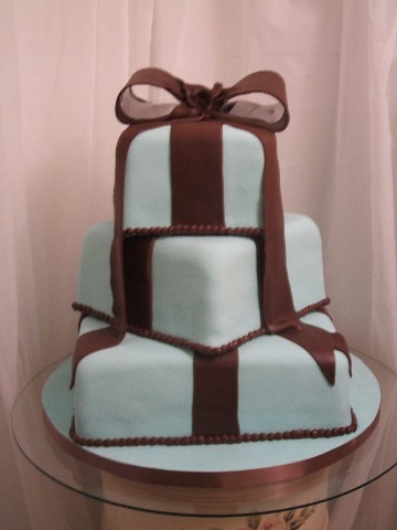 tiffany blue and brown wedding cakes