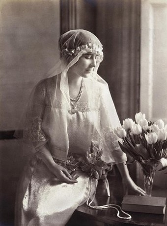 Lady Elizabeth BowesLyon as bridesmaid at the wedding of Princess Mary 1922