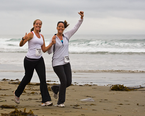 1 of 2 Two delightful girls give thumbs up - Runners at 1st Annual Rock 2 Rock 5 Mile Fun Run