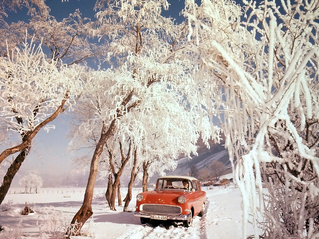 19571960 Opel Olympia Rekord Winter wonderland and again the Opel is so 