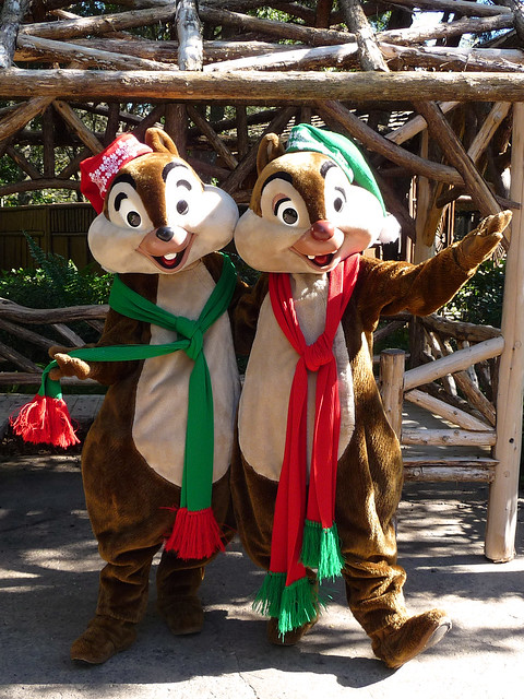 Meeting Chip n Dale in their Christmas outfits