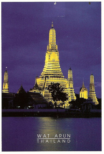 Thailand temple night postcard